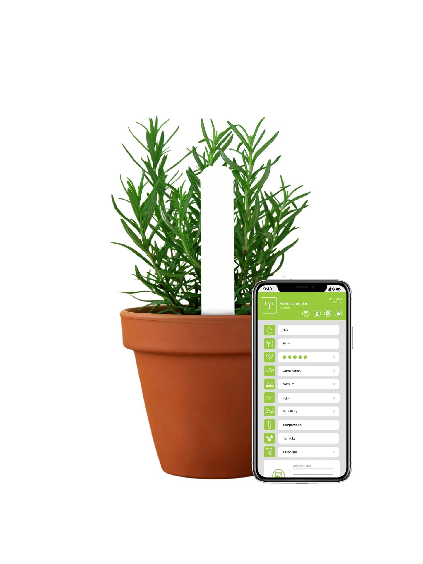 Plant Diary | Touch & Grow Electronic Diary, Plant Tag